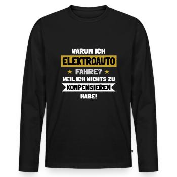 Warum ich Elektroauto fahre? - Männer Premium Bio Langarmshirt - Schwarz - Vorne - Nico (187cm)