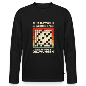 Kreuzworträtsel Buchstabenrätsel Quiz Rätsel - Männer Premium Bio Langarmshirt - Schwarz - Vorne - Nico (187cm)