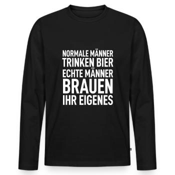 Bier - Männer Premium Bio Langarmshirt - Schwarz - Vorne - Nico (187cm)