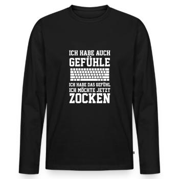 Zocken - Männer Premium Bio Langarmshirt - Schwarz - Vorne - Nico (187cm)