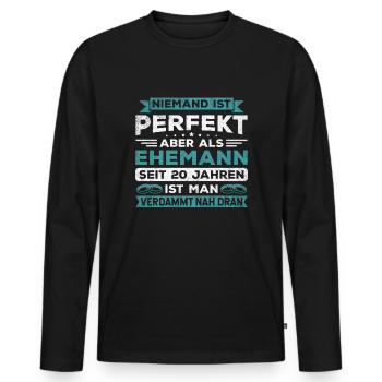 Hochzeitstag Jubiläum Verheiratet Ehe Ehemann - Männer Premium Bio Langarmshirt - Schwarz - Vorne - Nico (187cm)