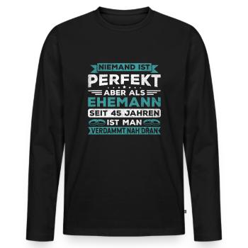 Hochzeitstag Jubiläum Verheiratet Ehe Ehemann - Männer Premium Bio Langarmshirt - Schwarz - Vorne - Nico (187cm)