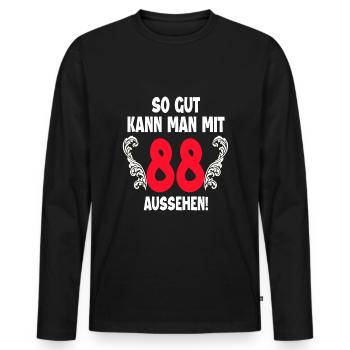 88. Geburtstag - Männer Premium Bio Langarmshirt - Schwarz - Vorne - Nico (187cm)