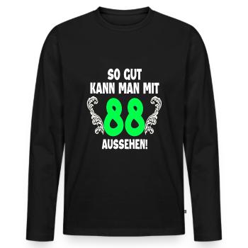 88. Geburtstag - Männer Premium Bio Langarmshirt - Schwarz - Vorne - Nico (187cm)