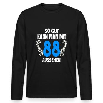 88. Geburtstag - Männer Premium Bio Langarmshirt - Schwarz - Vorne - Nico (187cm)