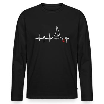 SAILING - Heartbeat - Water Sports - Men's Premium Organic Long Sleeve Shirt - black - Front - Nico (187cm)