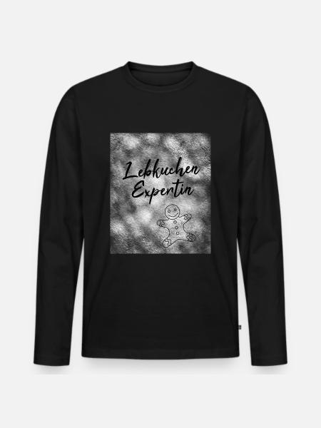 Weihnachten Lebkuchen Expertin - Männer Premium Bio Langarmshirt - Schwarz