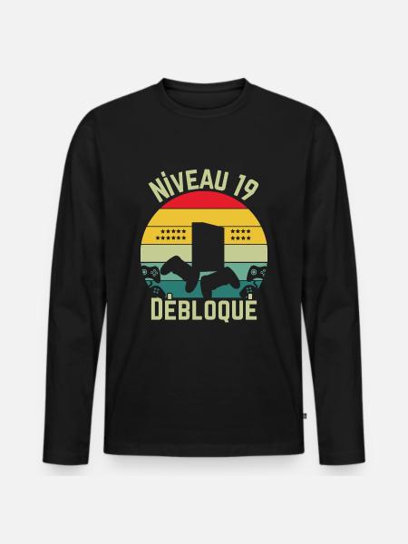 Level 19 Unlocked - Men's Premium Organic Long Sleeve Shirt - black