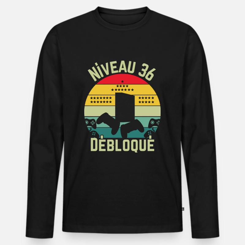 Level 36 freigeschaltet - Männer Premium Bio Langarmshirt - Schwarz