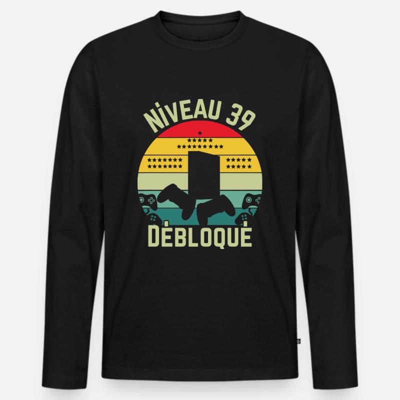 Level 39 freigeschaltet - Männer Premium Bio Langarmshirt - Schwarz