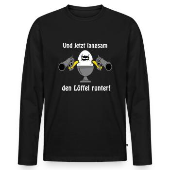 Löffel runter - Männer Premium Bio Langarmshirt - Schwarz - Vorne - Nico (187cm)