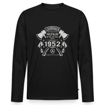 Legendärer Holzfäller Geboren 1952 Geschenk - Männer Premium Bio Langarmshirt - Schwarz - Vorne - Nico (187cm)