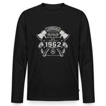 Legendärer Holzfäller Geboren 1962 Geschenk - Männer Premium Bio Langarmshirt - Schwarz - Vorne - Nico (187cm)