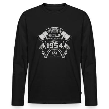Legendärer Holzfäller Geboren 1954 Geschenk - Männer Premium Bio Langarmshirt - Schwarz - Vorne - Nico (187cm)