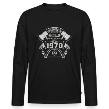 Legendärer Holzfäller Geboren 1970 Geschenk - Männer Premium Bio Langarmshirt - Schwarz - Vorne - Nico (187cm)