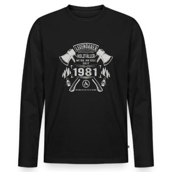 Legendärer Holzfäller Geboren 1981 Geschenk - Männer Premium Bio Langarmshirt - Schwarz - Vorne - Nico (187cm)