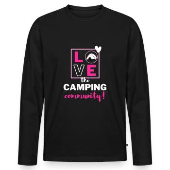 Ich liebe die Camping-Community! - Männer Premium Bio Langarmshirt - Schwarz - Vorne - Nico (187cm)