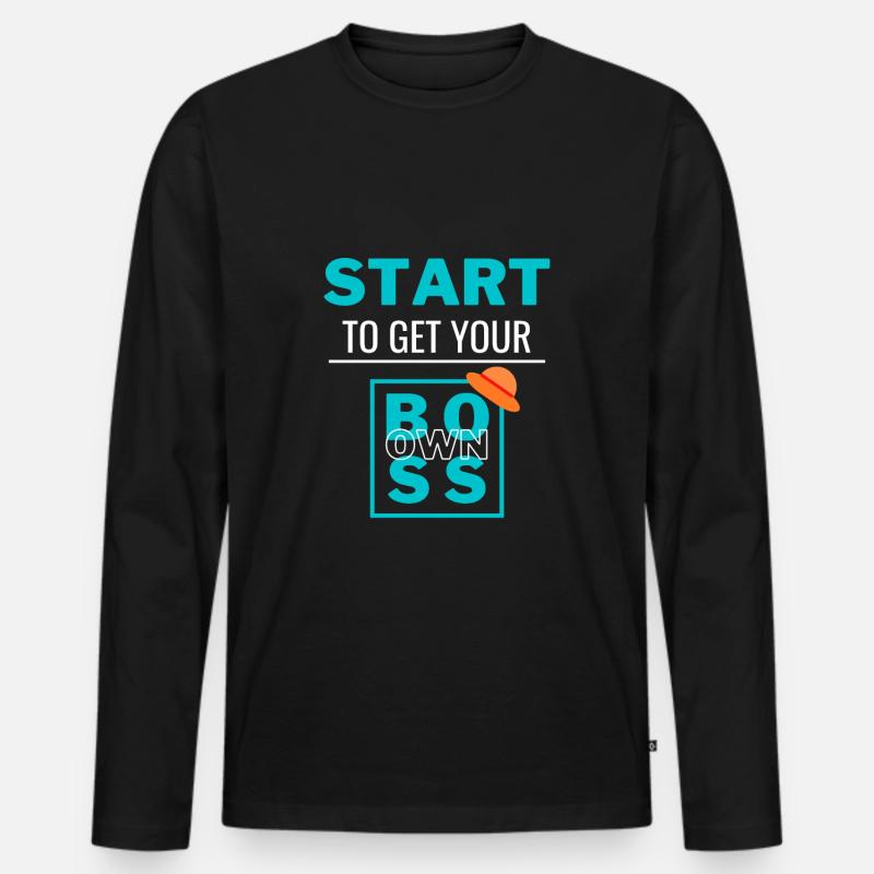 Werden Sie Ihr eigener Chef - Männer Premium Bio Langarmshirt - Schwarz