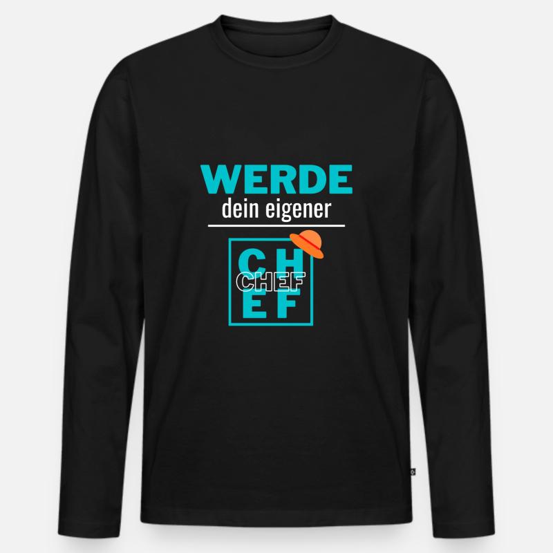 werde dein eigener Chef - Männer Premium Bio Langarmshirt - Schwarz
