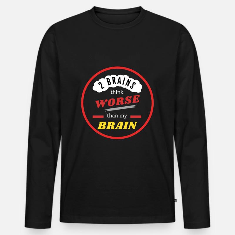 2 Gehirne denken schlechter als - Männer Premium Bio Langarmshirt - Schwarz