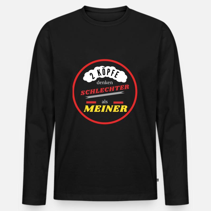 2 Köpfe denken schlechter - Männer Premium Bio Langarmshirt - Schwarz