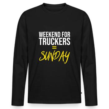 Weekend for truckers: Sunday - Men's Premium Organic Long Sleeve Shirt - black - Front - Nico (187cm)