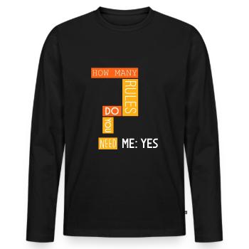 Combien de règles? - T-shirt manches longues Premium bio Homme - noir - Devant - Nico (187cm)