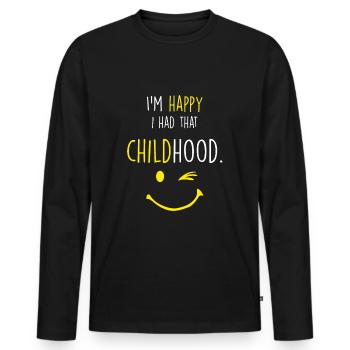 Enfance heureuse - T-shirt manches longues Premium bio Homme - noir - Devant - Nico (187cm)