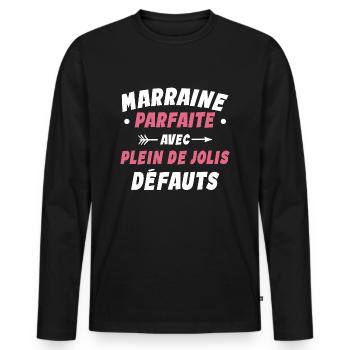 Marraine Parfaite Avec Plein De Jolis Défauts - T-shirt manches longues Premium bio Homme - noir - Devant - Nico (187cm)