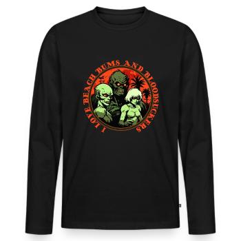 J’adore la plage et les suceurs de sang - T-shirt manches longues Premium bio Homme - noir - Devant - Nico (187cm)