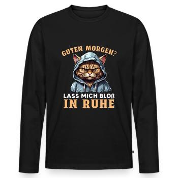 Bonjour, laisse-moi tranquille - T-shirt manches longues Premium bio Homme - noir - Devant - Nico (187cm)