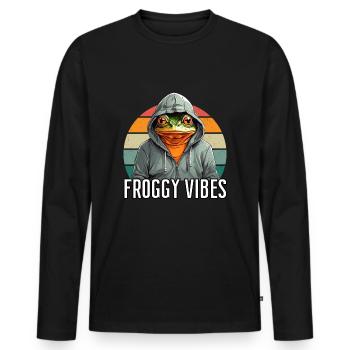 Froggy Vibes - Frog Design - Men's Premium Organic Long Sleeve Shirt - black - Front - Nico (187cm)