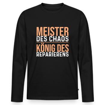 Meister Des Chaos König Des Reparierens - Männer Premium Bio Langarmshirt - Schwarz - Vorne - Nico (187cm)