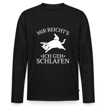 Mir Reicht's Ich Geh Schlafen - Katzendesign - Männer Premium Bio Langarmshirt - Schwarz - Vorne - Nico (187cm)