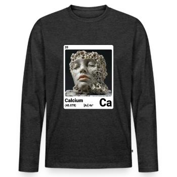 Tableau périodique des éléments chimiques calcium Ca 020 - T-shirt manches longues Premium bio Homme - anthracite chiné - Devant - Nico (187cm)