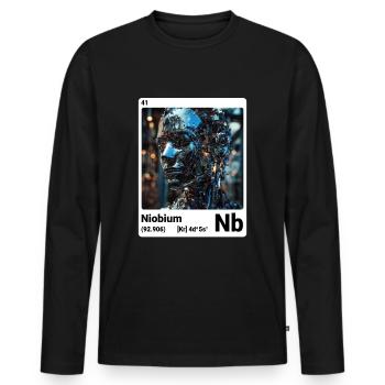 AI am Niobium (wt) - Men's Premium Organic Long Sleeve Shirt - black - Front - Nico (187cm)