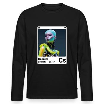 AI am Cesium (wt) - Men's Premium Organic Long Sleeve Shirt - black - Front - Nico (187cm)