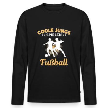 Garçons cool jouant au football - T-shirt manches longues Premium bio Homme - noir - Devant - Nico (187cm)