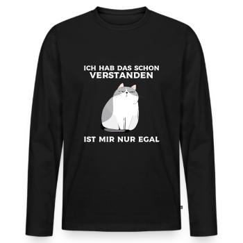 Je comprends, mais je m’en fous - T-shirt manches longues Premium bio Homme - noir - Devant - Nico (187cm)
