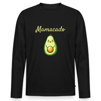 Mamacado - Funny Avocado Design - Men's Premium Organic Long Sleeve Shirt - black - Front - Nico (187cm)