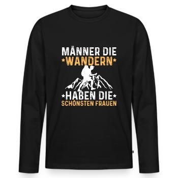Men who hike have the most beautiful women - Men's Premium Organic Long Sleeve Shirt - black - Front - Nico (187cm)