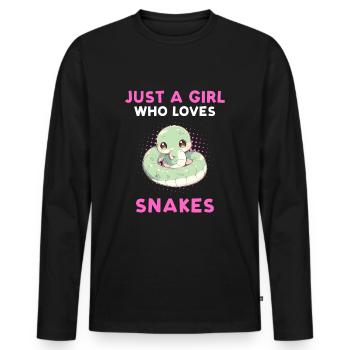 Just A Girl Who Loves Snakes - Männer Premium Bio Langarmshirt - Schwarz - Vorne - Nico (187cm)