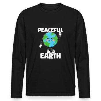 Earth Day - Peaceful Earth - Männer Premium Bio Langarmshirt - Schwarz - Vorne - Nico (187cm)
