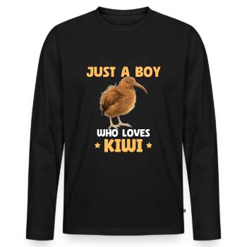 Juste un garçon qui aime le kiwi - T-shirt manches longues Premium bio Homme - noir - Devant - Nico (187cm)