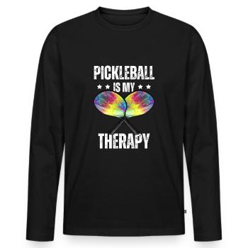 Pickleball Is My Therapy - Männer Premium Bio Langarmshirt - Schwarz - Vorne - Nico (187cm)