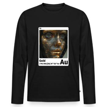 AI am Gold (wt) style element periodic fashion - Men's Premium Organic Long Sleeve Shirt - black - Front - Nico (187cm)