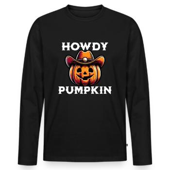 Howdy Pumpkin - Männer Premium Bio Langarmshirt - Schwarz - Vorne - Nico (187cm)