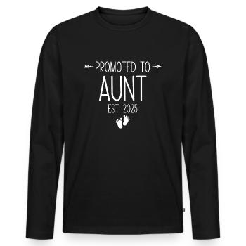 Promoted To Aunt Est. 2025 - Männer Premium Bio Langarmshirt - Schwarz - Vorne - Nico (187cm)