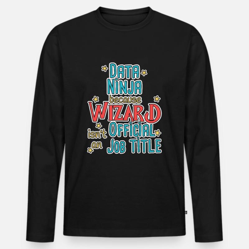 Data Ninja Wizard - Männer Premium Bio Langarmshirt - Schwarz