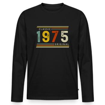Geburtstag, Classic of 1975 Original, 50 Jahre - Männer Premium Bio Langarmshirt - Schwarz - Vorne - Nico (187cm)